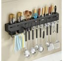 Fine Life Pro Messerleiste 60cm Schwarz/Silber mit 10 Haken Bild 2