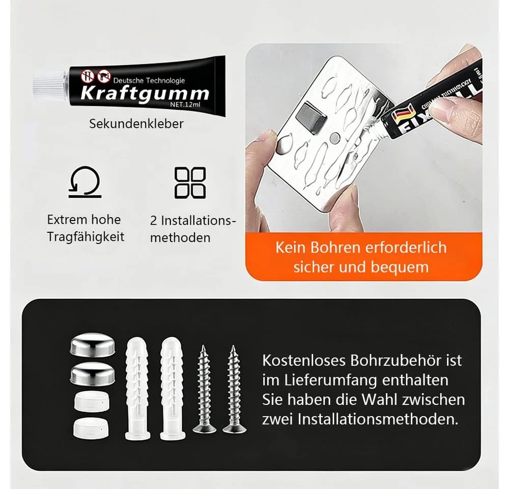 Fine Life Pro Messerleiste 60cm Schwarz/Silber mit 10 Haken - Bild 5