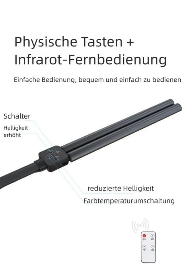 VEKROBOT LED Schreibtischlampe Schwarz Dimmbar Klemme - Bild 3