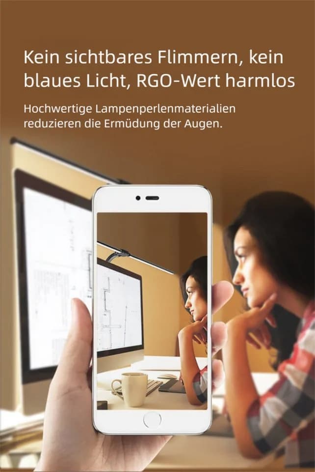 VEKROBOT LED Schreibtischlampe Schwarz Dimmbar Klemme - Bild 4