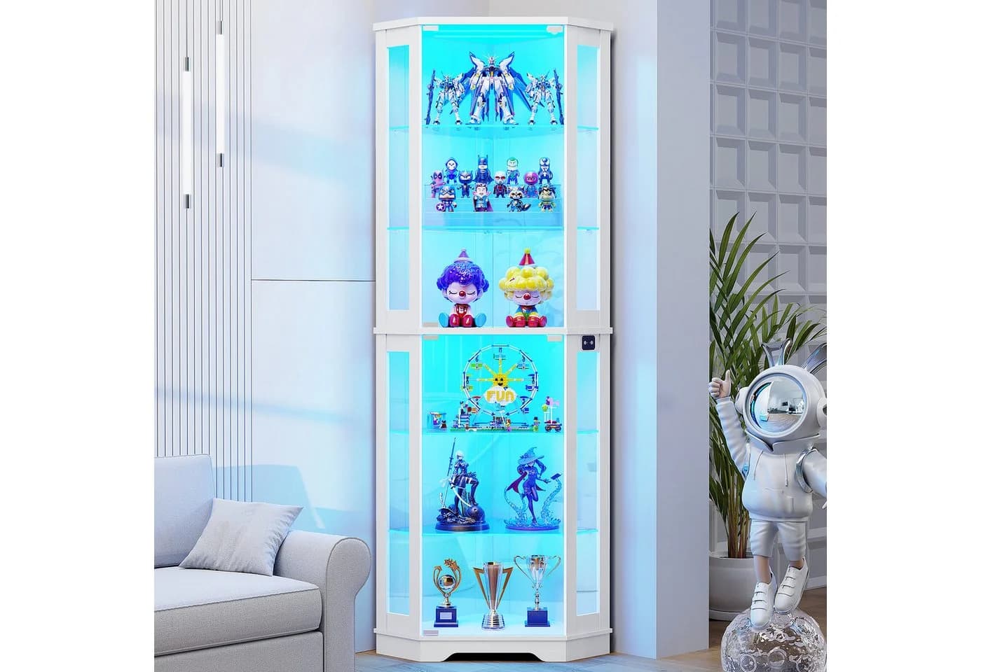 BROTTAR Eckvitrine weiß mit LED-Beleuchtung und Bewegungssensor - Bild 2