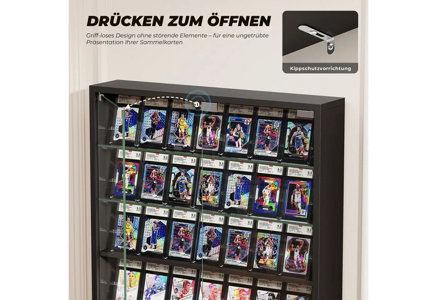 BROTTAR Hängevitrine Wandvitrine Schwarz/Weiß mit LED-Beleuchtung - Bild 5