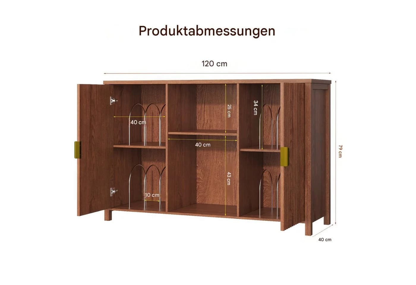 BROTTAR Sideboard Plattenspieler-Schrank Braun Rillentüren - Bild 4