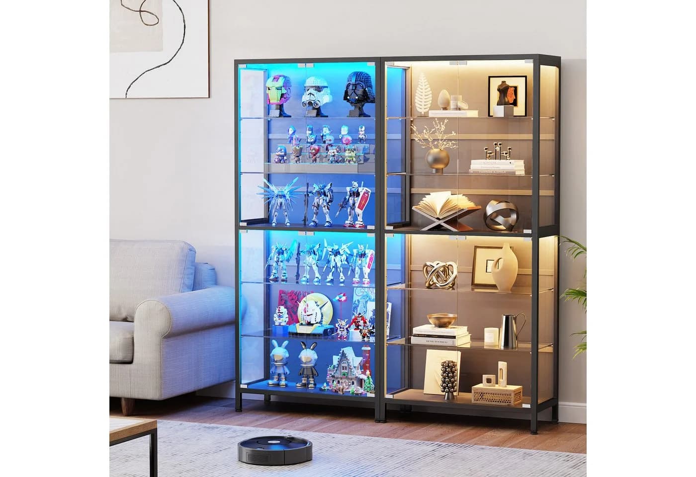 BROTTAR Glasvitrine mit LED-Beleuchtung und 6 Ebenen Schwarz - Bild 3