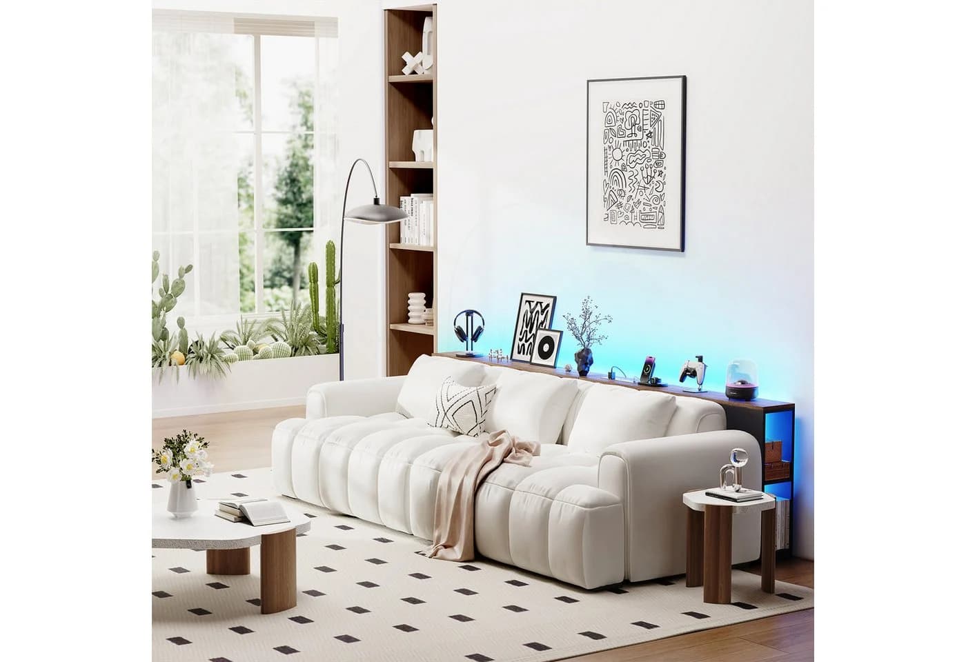 BROTTAR Beistelltisch hinter Sofa mit Ladestation Braun - Bild 2