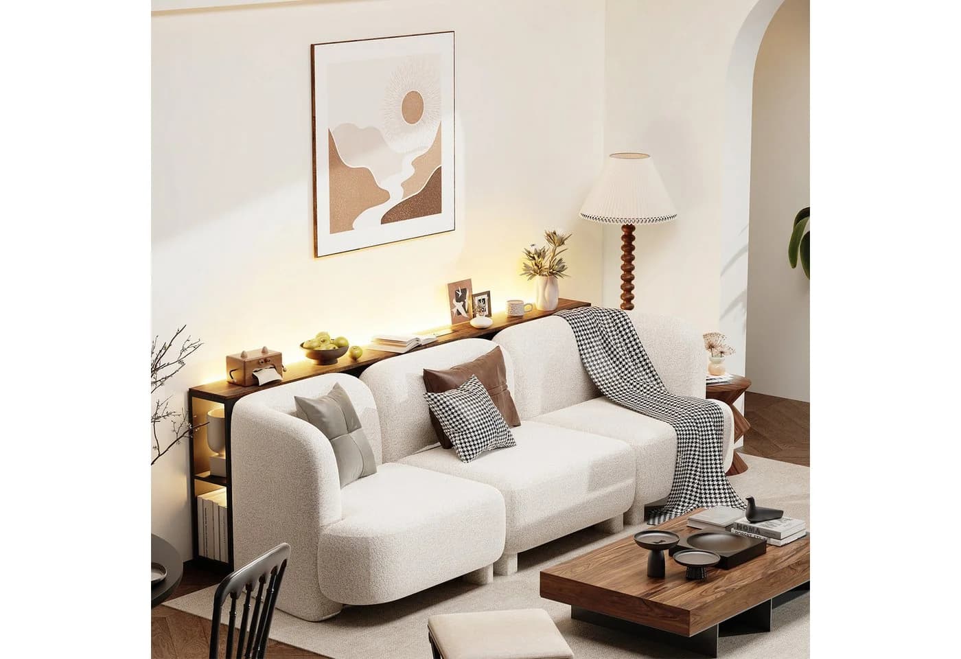 BROTTAR Beistelltisch hinter Sofa mit Ladestation Braun - Bild 3