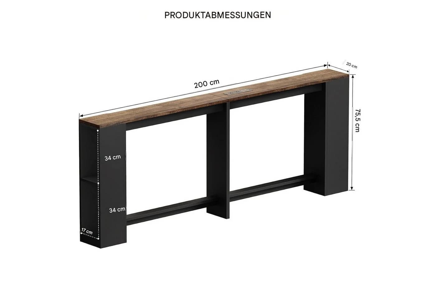 BROTTAR Beistelltisch hinter Sofa mit Ladestation Braun - Bild 4