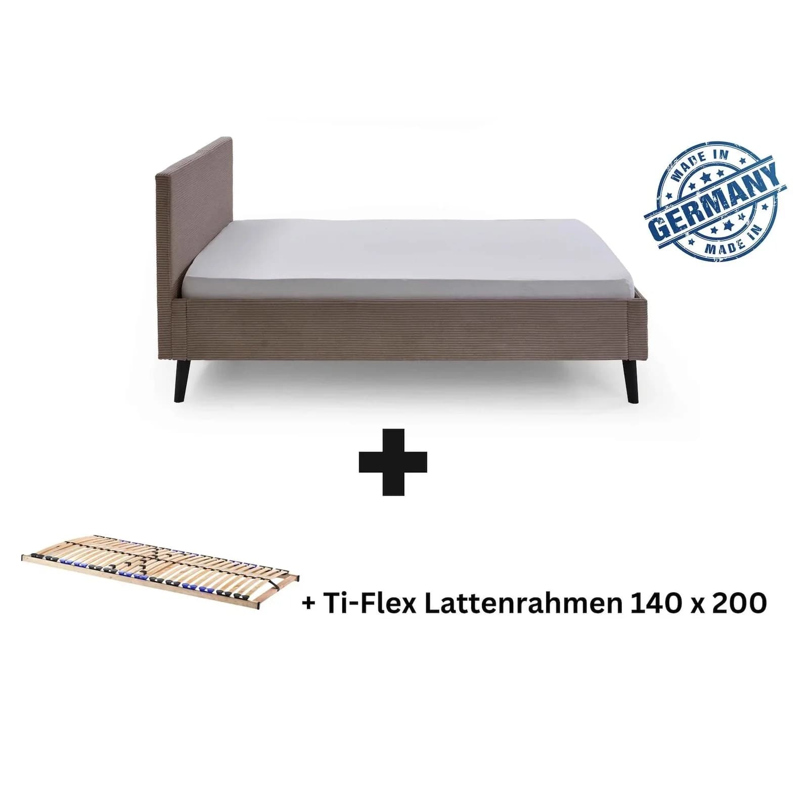 Polsterbett Viola Taupe Bettgestell mit Kopfteil