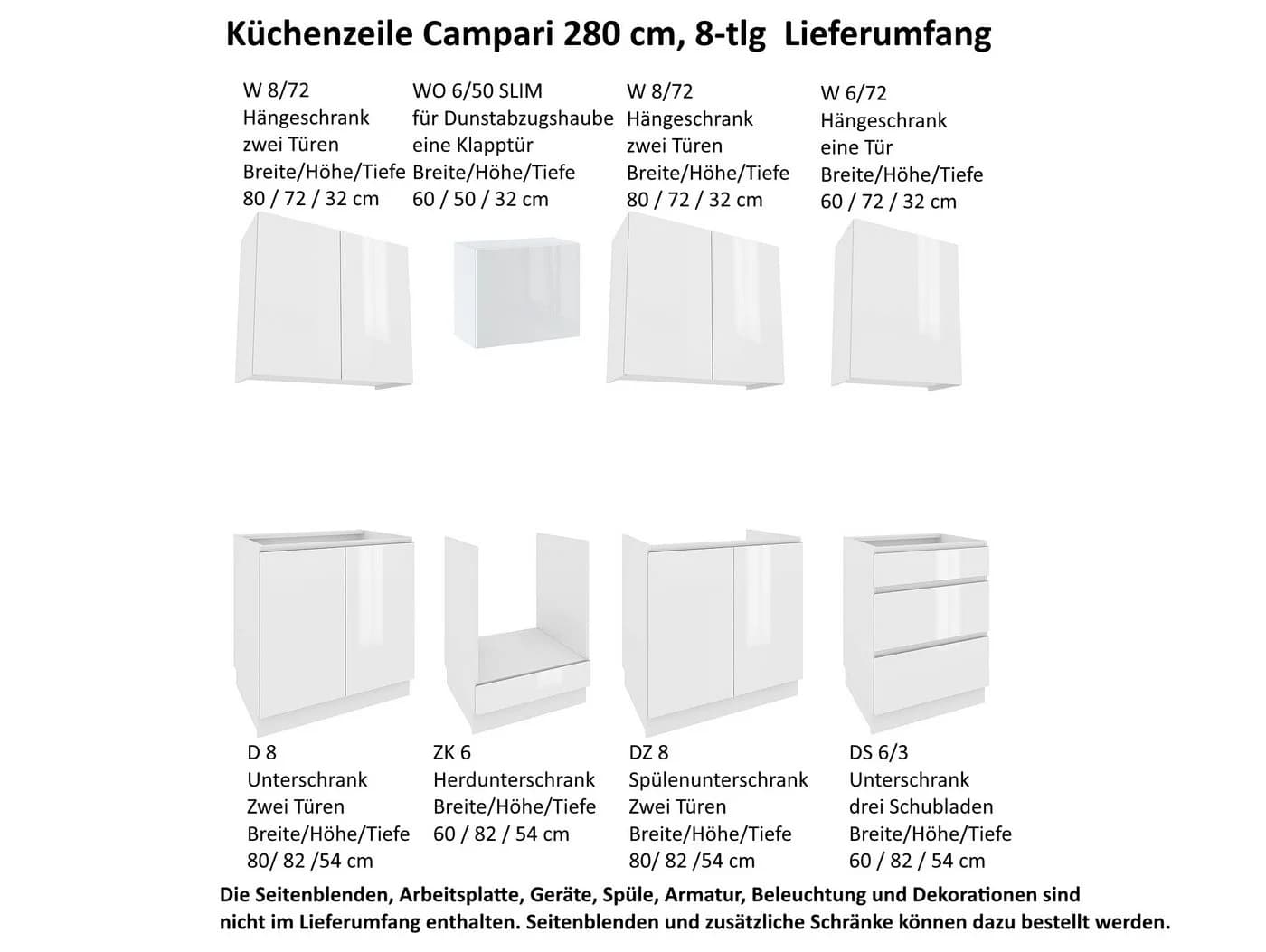 Möbel für Dich Küchenzeile Campari 280 cm Grifflos - Bild 4