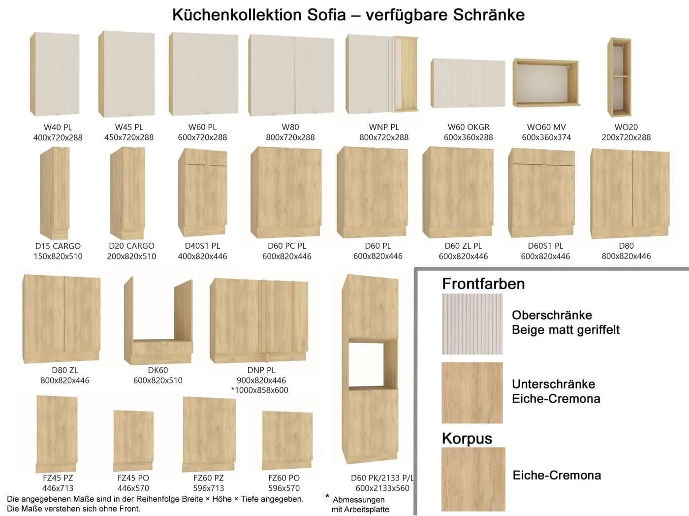 Möbel für Dich Eckküche Sofia 260x200 cm Beige/Eiche - Bild 5