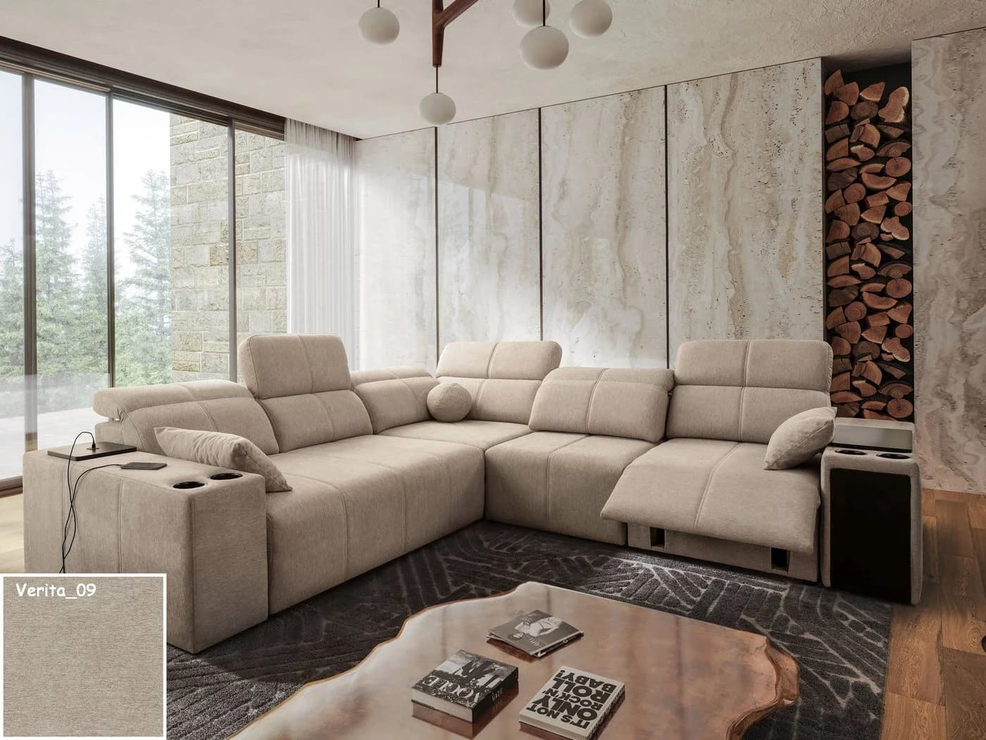 Möbel für Dich Ecksofa MINDY 3 Relax Beige mit USB, Minibar & Schlaffunktion - Bild 2