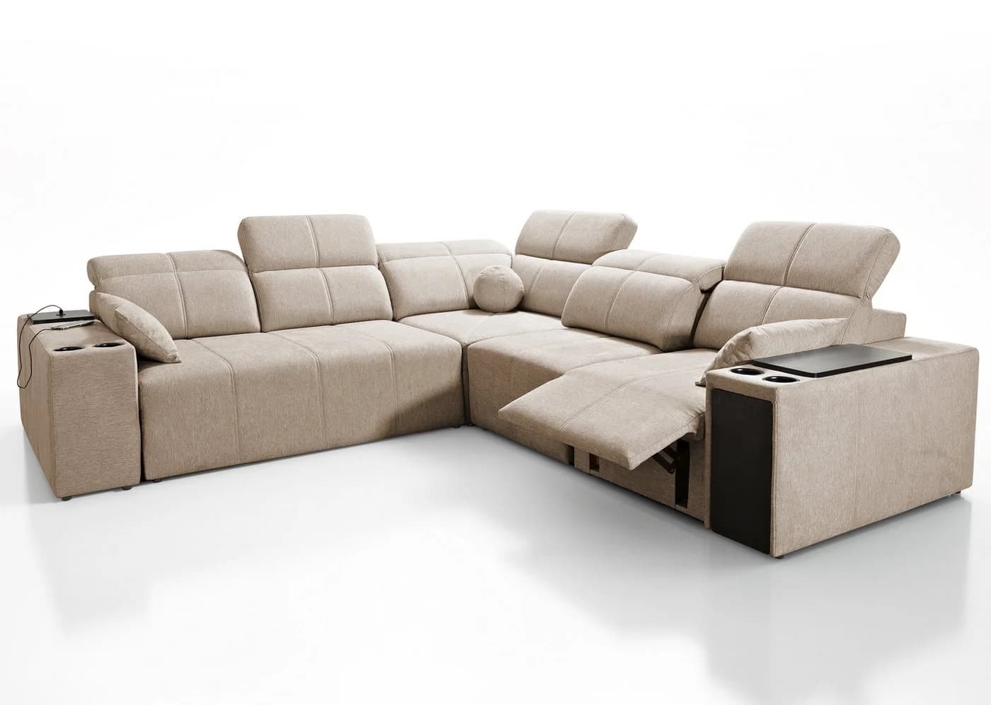 Möbel für Dich Ecksofa MINDY 3 Relax Beige mit USB, Minibar & Schlaffunktion - Bild 5