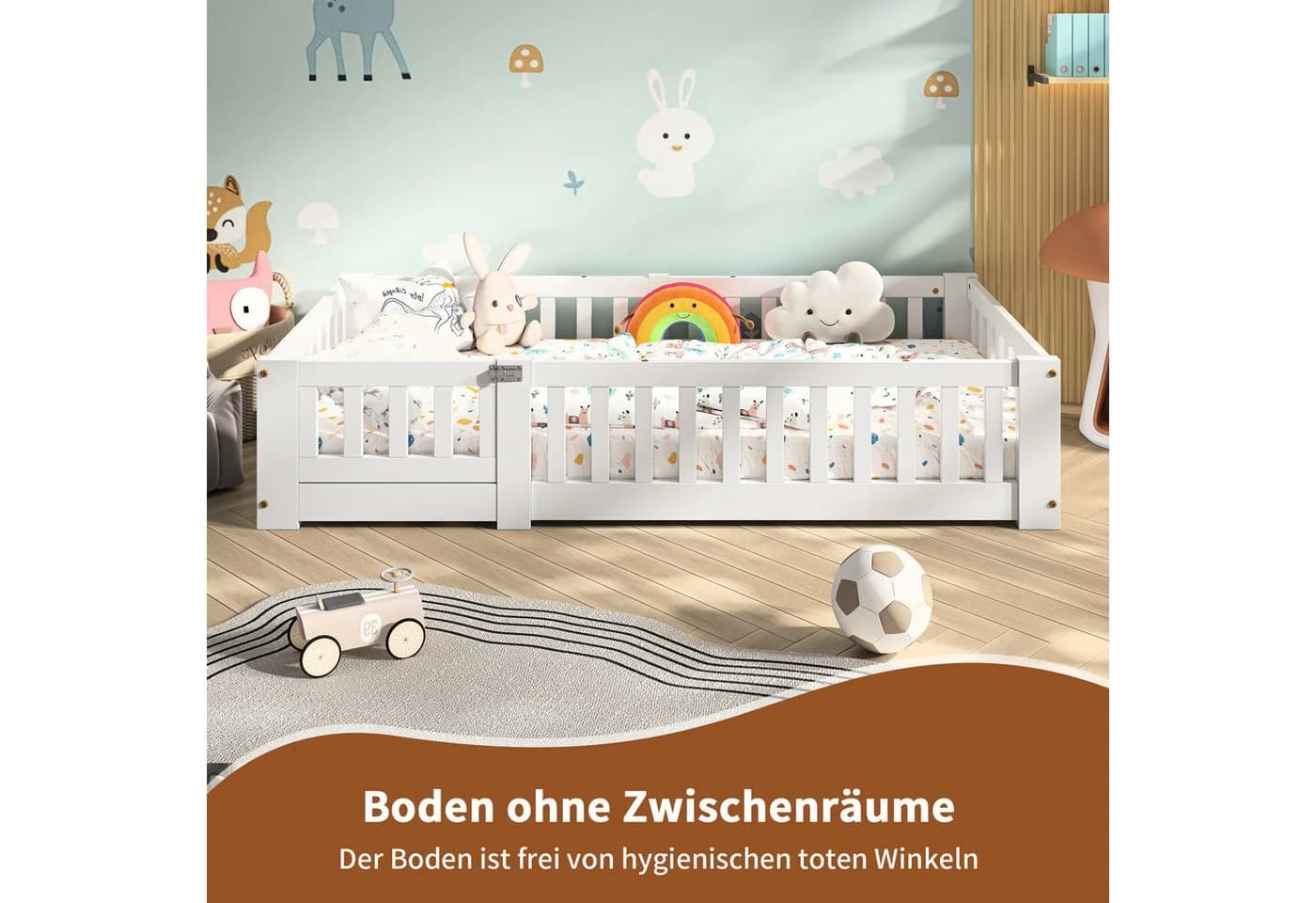 Simurq Kinderbett Montessori Weiß Kiefernholz 80x160 cm - Bild 4