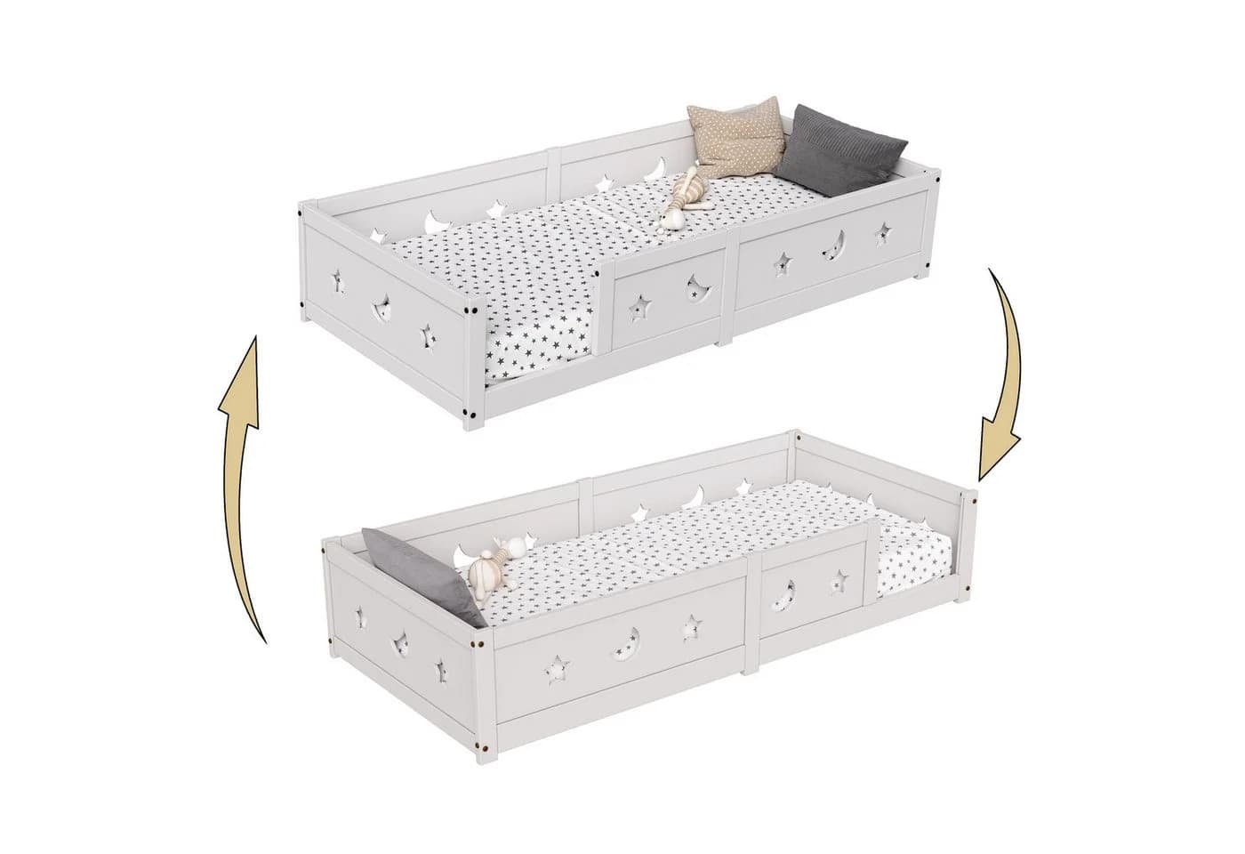 Simurq Kinderbett Montessori Bodenbett weiß mit Lattenrost - Bild 5