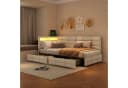 Simurq Polsterbett Beige mit LED, USB & Schubladen Bild 3
