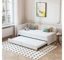 Simurq Schlafsofa Samt Beige Ausziehbar mit Lattenrost Bild 2