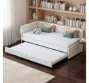 Simurq Schlafsofa Samt Beige Ausziehbar mit Lattenrost Bild 4
