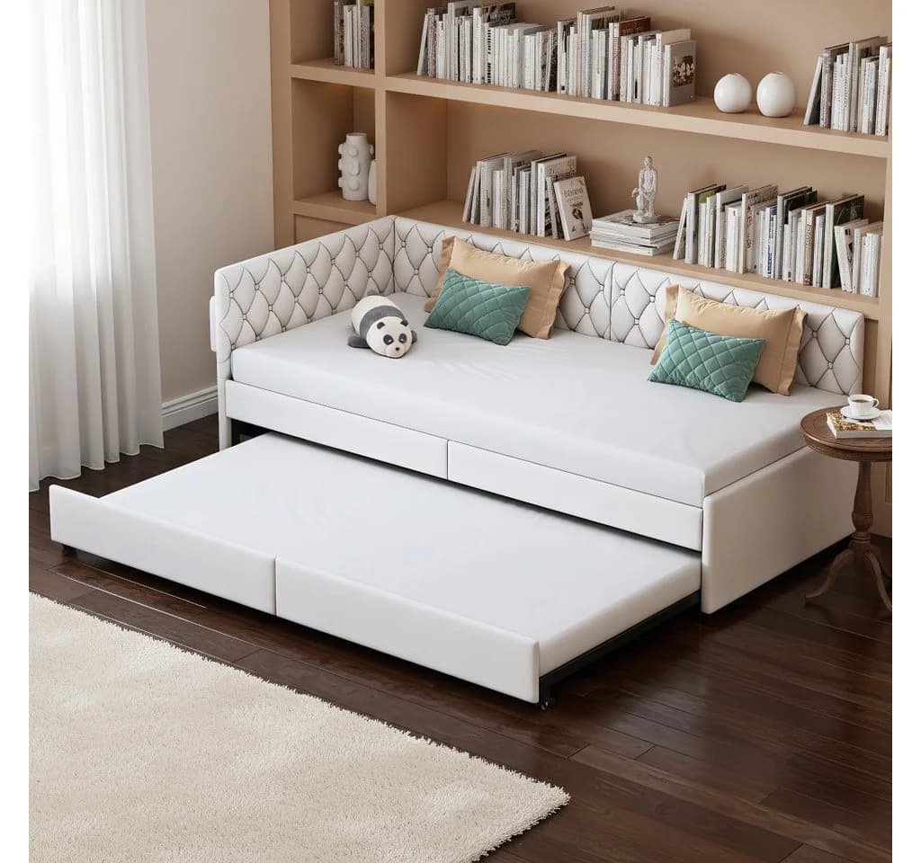 Simurq Schlafsofa Samt Beige Ausziehbar mit Lattenrost - Bild 4