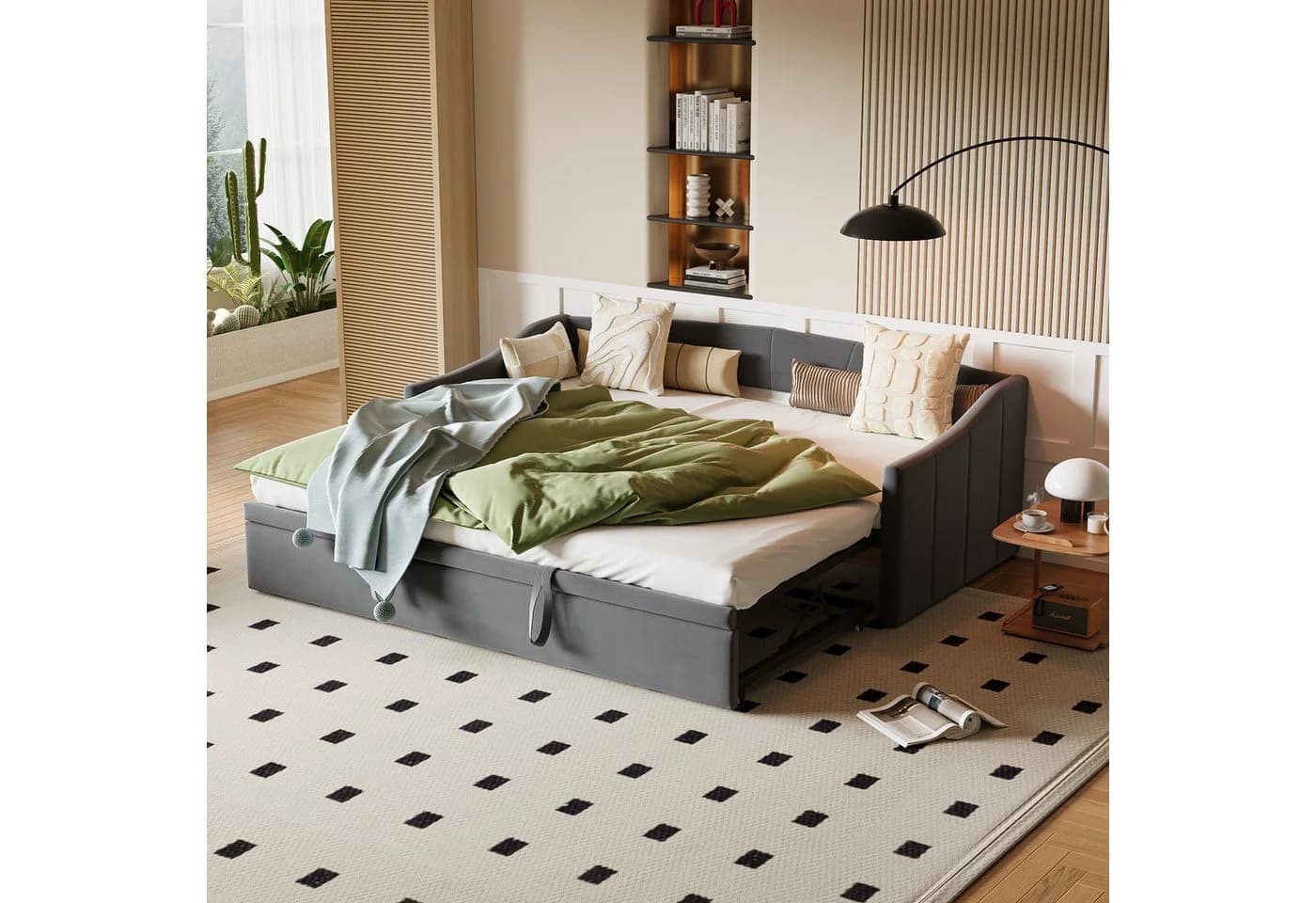 Simurq Samt Schlafsofa Ausziehbar Grau - Bild 2