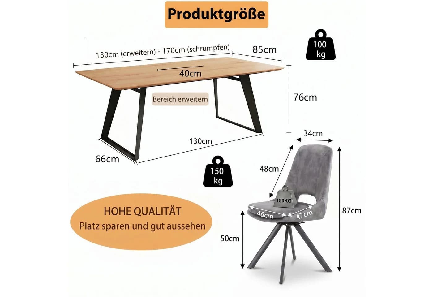 Jiexi Ausziehtisch Essgruppe mit 4 Stühlen Samt - Bild 3