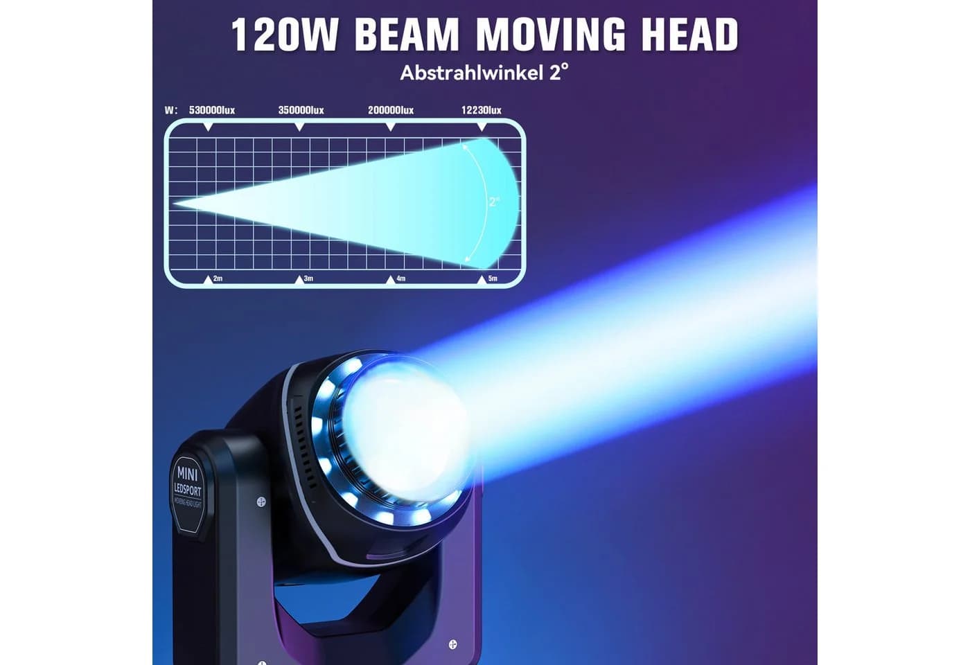 ZonQoonz Discolicht 100W Moving Head 10 Muster 8 Farben 18 Prismen Schwarz - Bild 3