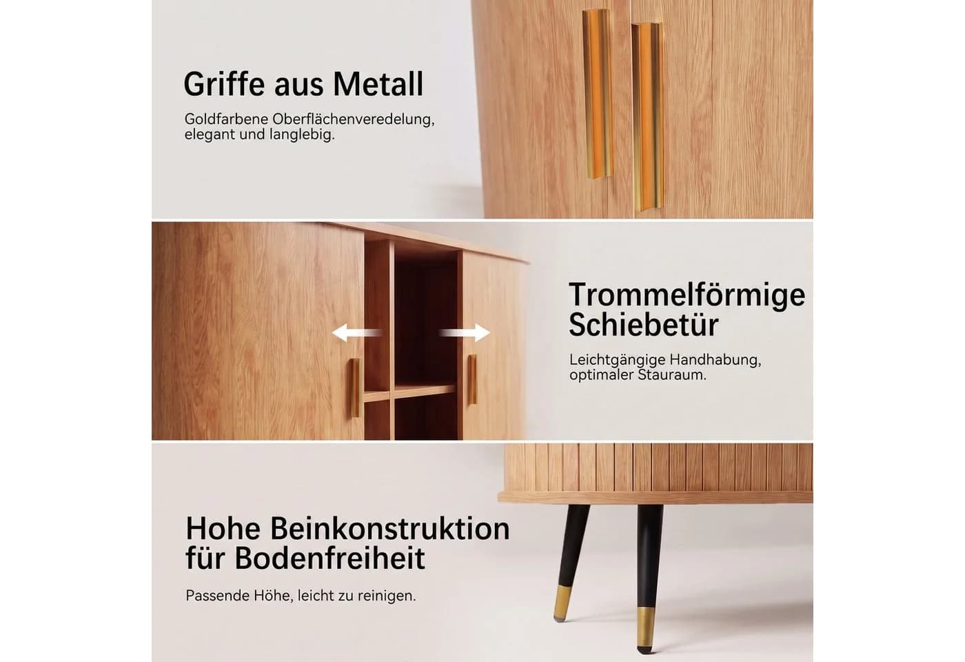 Jiexi Sideboard 120cm Holzoptik mit Schiebetür - Bild 5