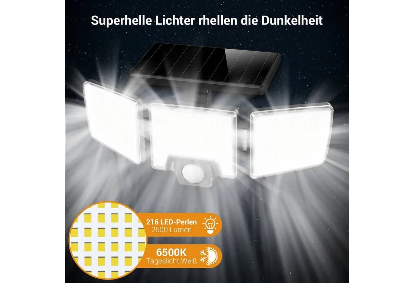 Novostella LED Solarleuchte Fluter mit Bewegungsmelder Schwarz - Bild 3