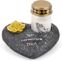 Novaliv LED Grabschmuck Herz Schwarz mit Rose Bild 2