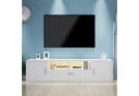 WILGOON TV-Schrank Fernsehkommode Hochglanz Weiß 160cm LED-Beleuchtung Bild 1