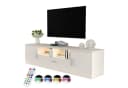 WILGOON TV-Schrank Fernsehkommode Hochglanz Weiß 160cm LED-Beleuchtung Bild 2