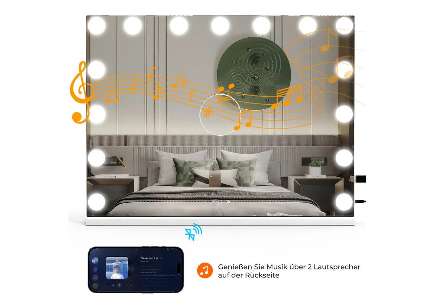 oyajia Schminkspiegel Bluetooth Hollywood Spiegel mit Beleuchtung und USB