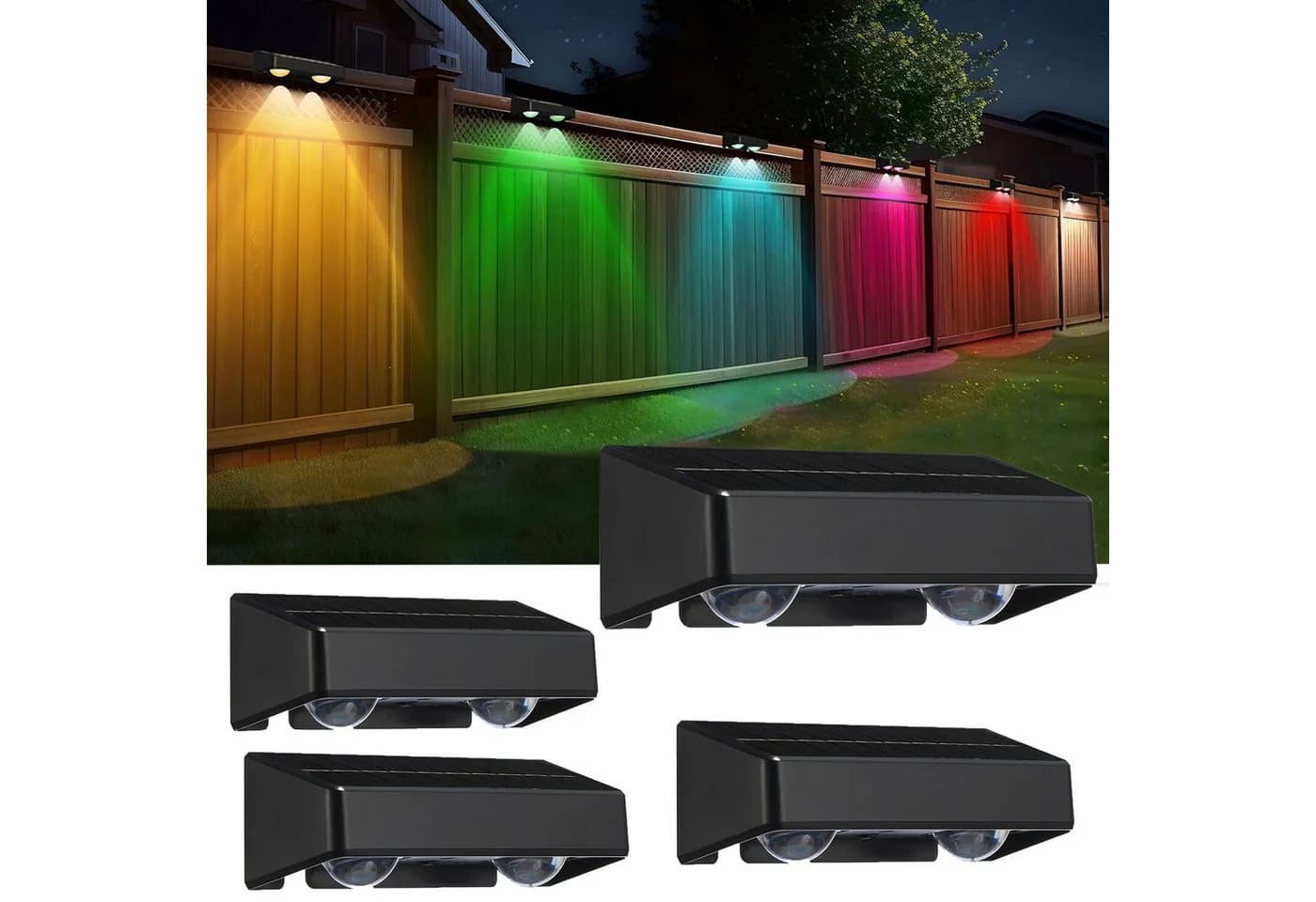 oyajia 4x Solar-Wandleuchte Schwarz RGB Up Down - Bild 2