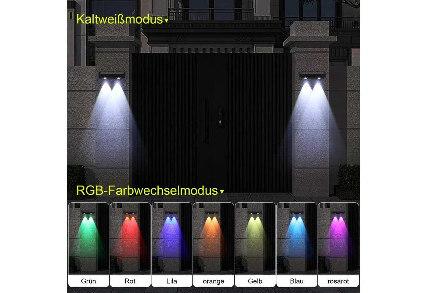 oyajia 4x Solar-Wandleuchte Schwarz RGB Up Down - Bild 3
