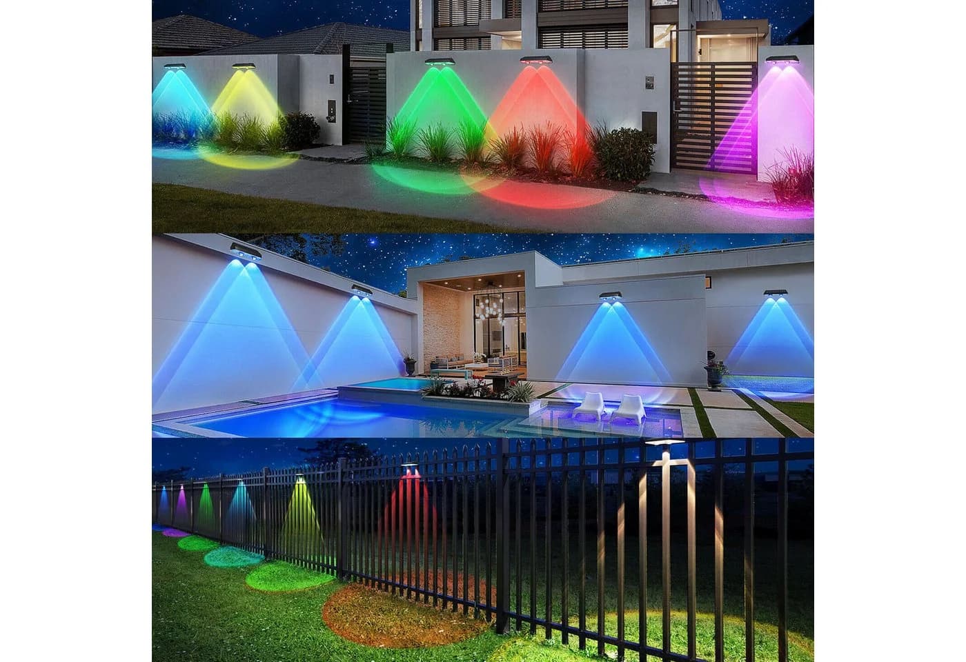 oyajia 4x Solar-Wandleuchte Schwarz RGB Up Down - Bild 5