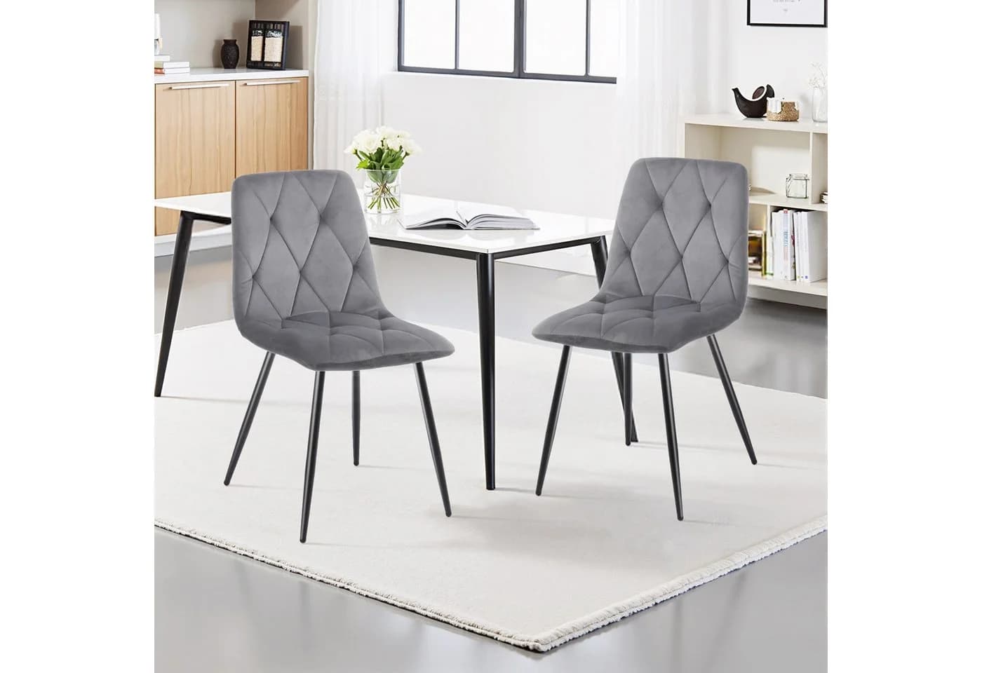 oyajia Esszimmerstuhl 4er Set Retro-Design Samt Polsterstuhl - Bild 5
