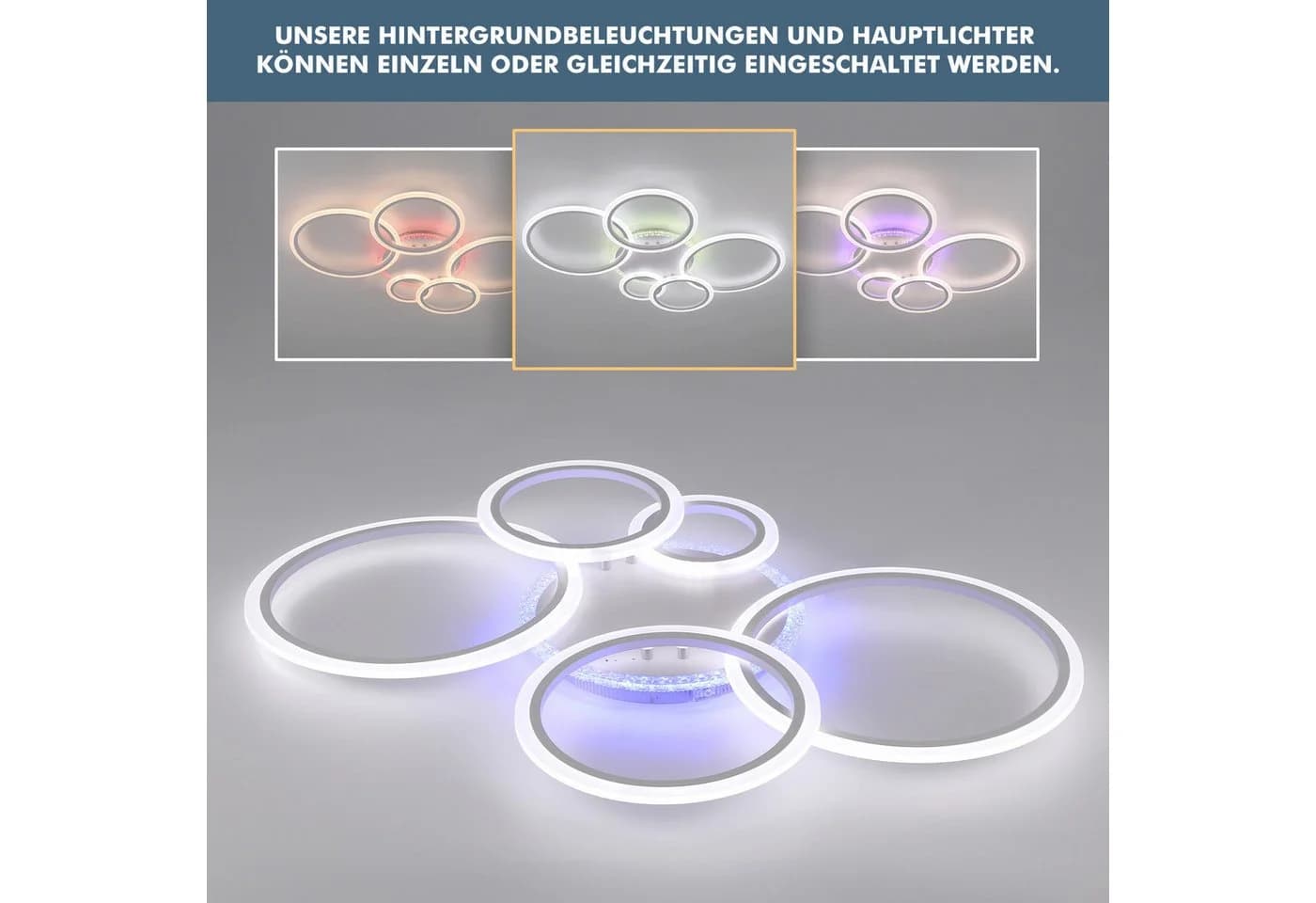 oyajia LED Deckenleuchte 80W RGB Dimmbar - Bild 4
