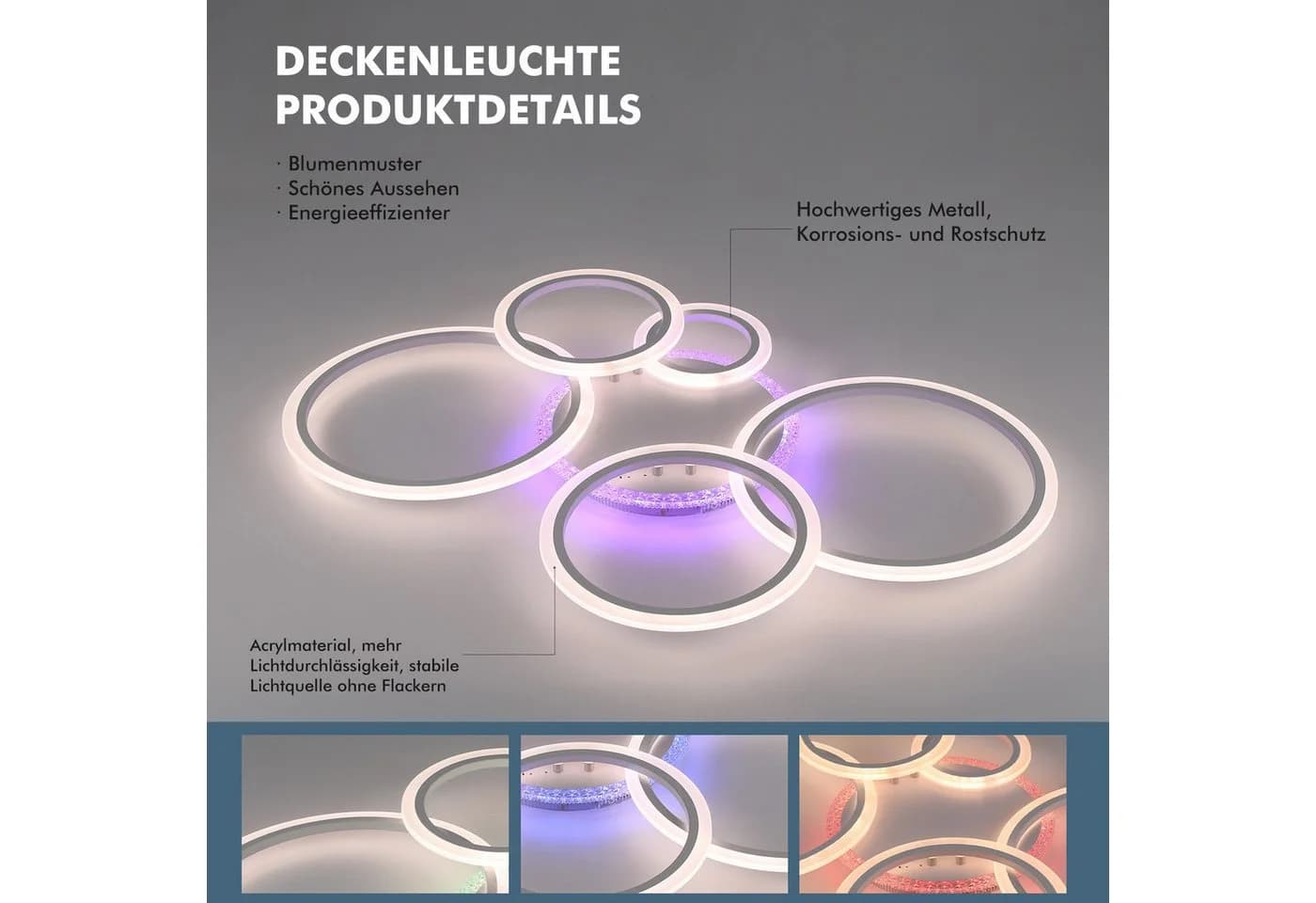 oyajia LED Deckenleuchte 80W RGB Dimmbar - Bild 5