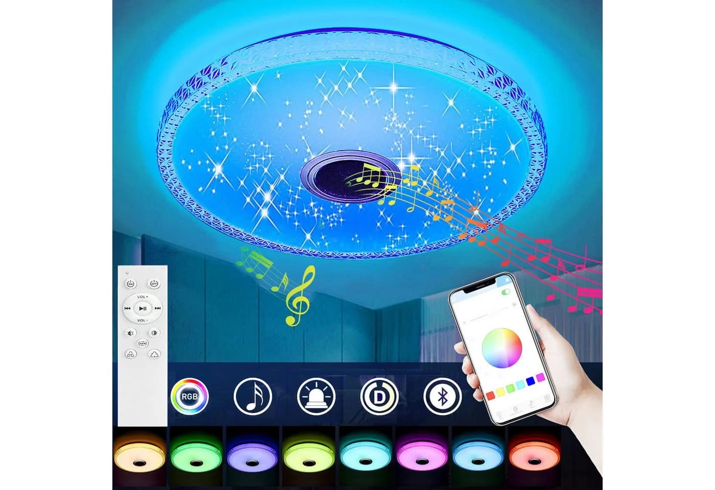 oyajia LED Deckenlampe 40W mit Bluetooth Lautsprecher & RGB Farbwechsel - Bild 2