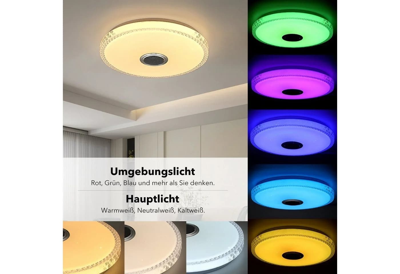 oyajia LED Deckenlampe 40W mit Bluetooth Lautsprecher & RGB Farbwechsel - Bild 5