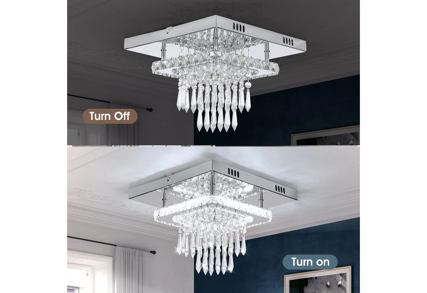 LETGOSPT LED Deckenleuchte K9 Kristall Edelstahl Modern Silber - Bild 5