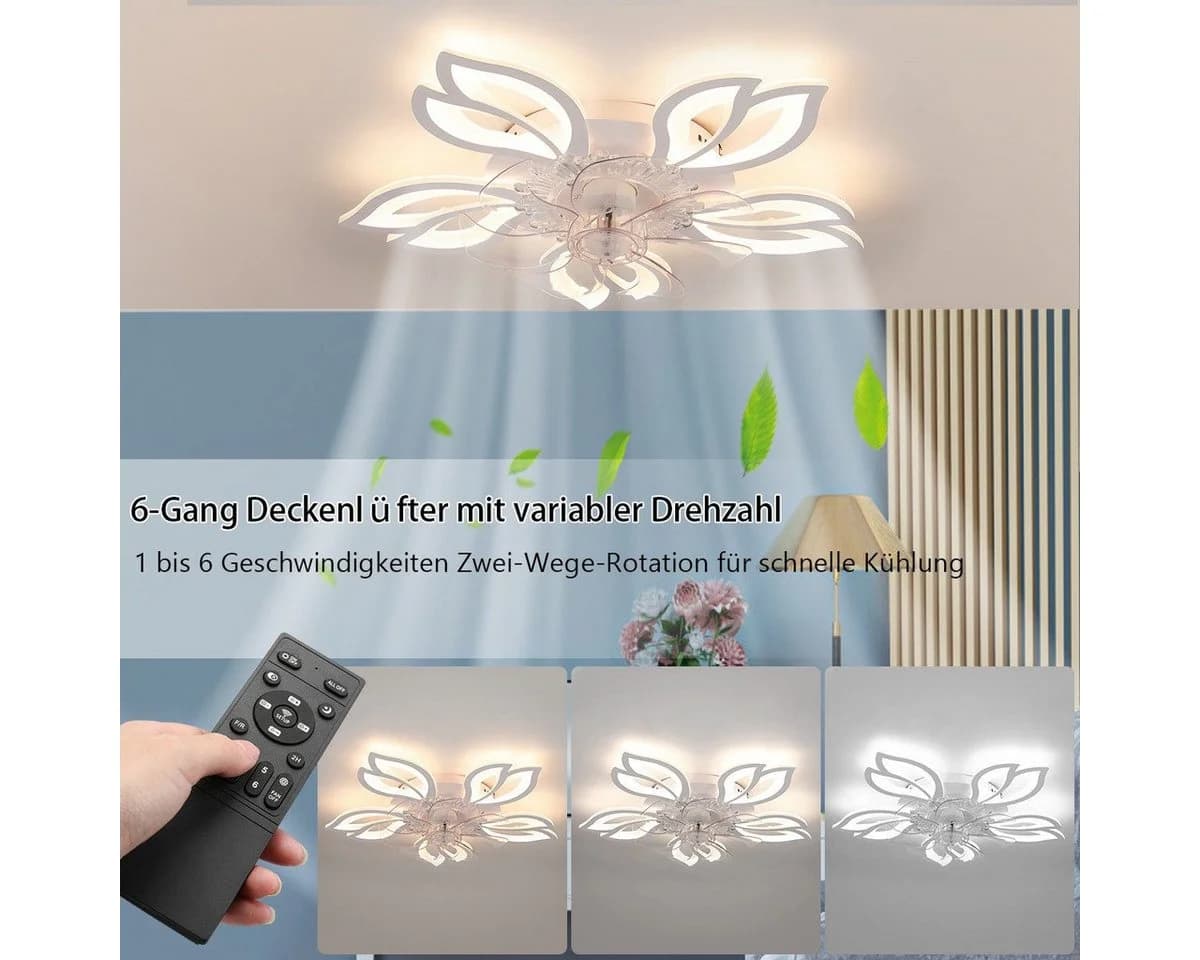 LETGOSPT Deckenventilator mit Lampe 85W LED 6 Geschwindigkeiten - Bild 5