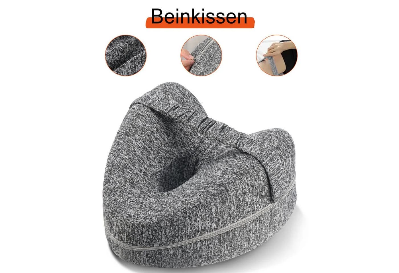 LETGOSPT Kniekissen 2 Stück Grau Memory Foam mit Fixiergurt