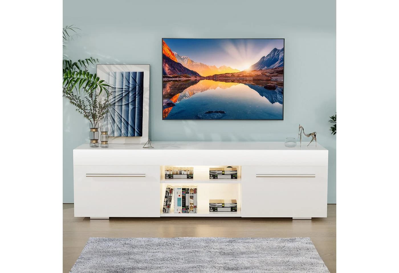 oyajia TV-Schrank Hochglanz 130 cm mit RGB-Beleuchtung