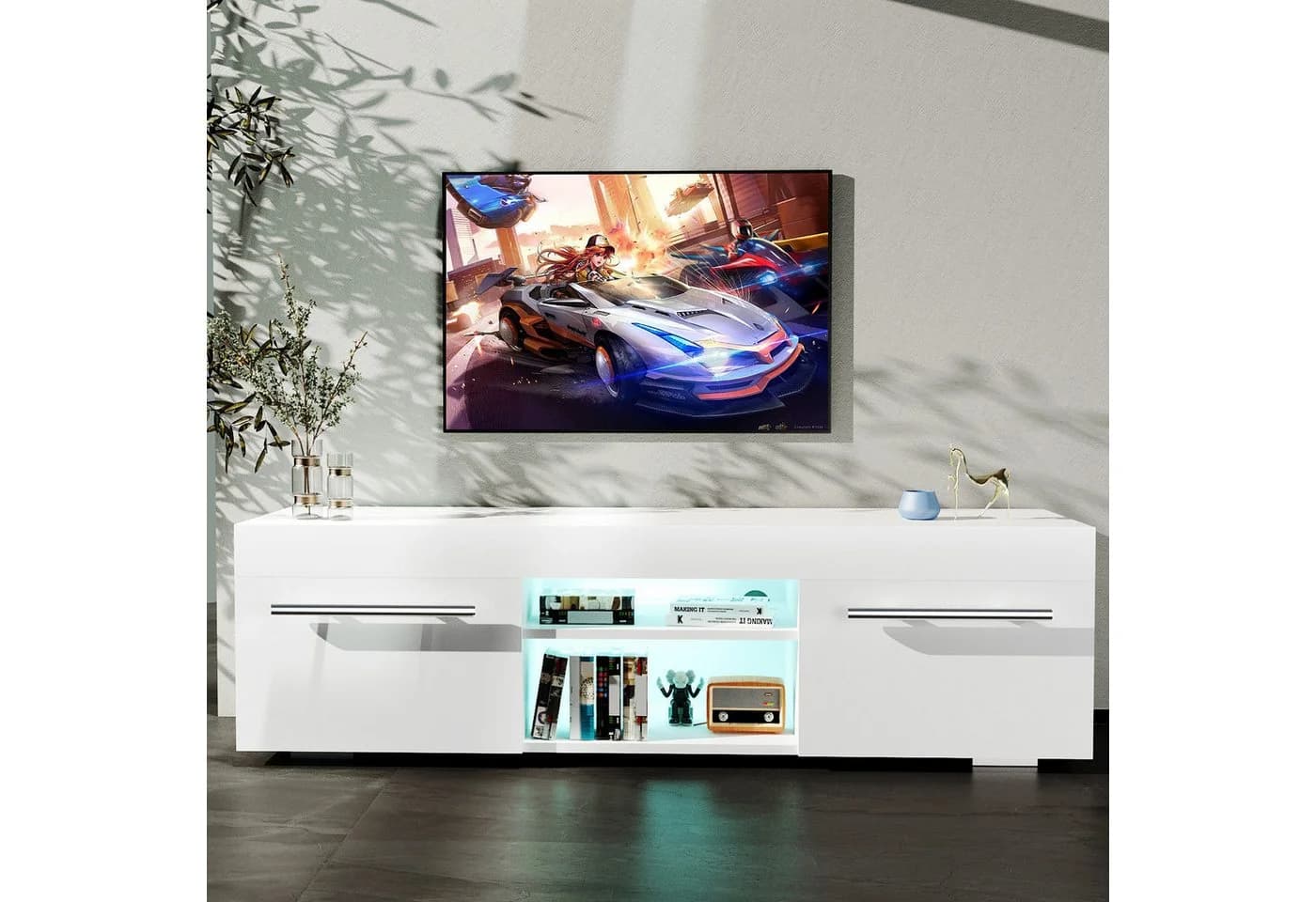 oyajia TV-Schrank Hochglanz 130 cm mit RGB-Beleuchtung - Bild 4
