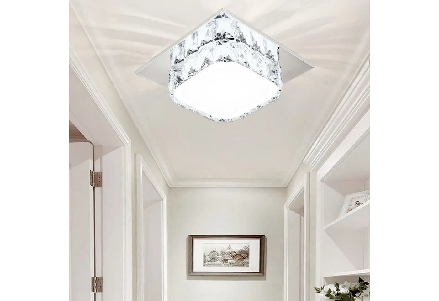 oyajia LED Deckenleuchte Modern 16W Kristall Edelstahl Kaltweiß - Bild 2