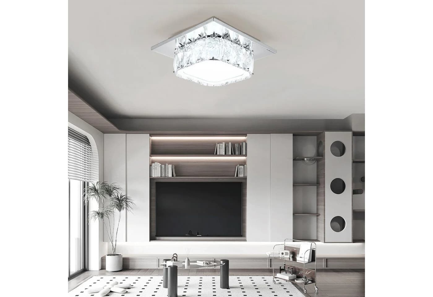 oyajia LED Deckenleuchte Modern 16W Kristall Edelstahl Kaltweiß - Bild 3