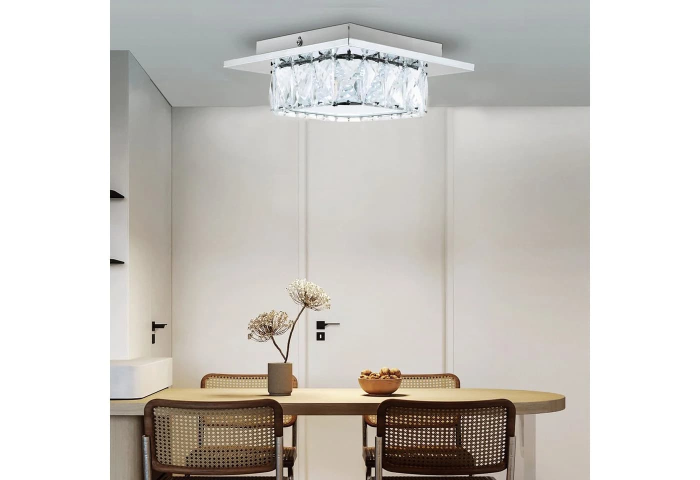 oyajia LED Deckenleuchte Modern 16W Kristall Edelstahl Kaltweiß - Bild 4