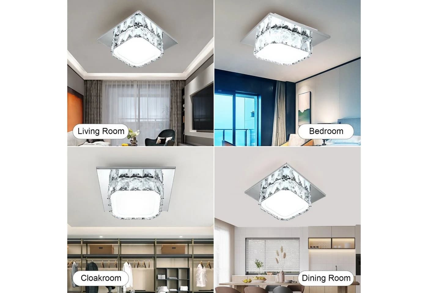 oyajia LED Deckenleuchte Modern 16W Kristall Edelstahl Kaltweiß - Bild 5