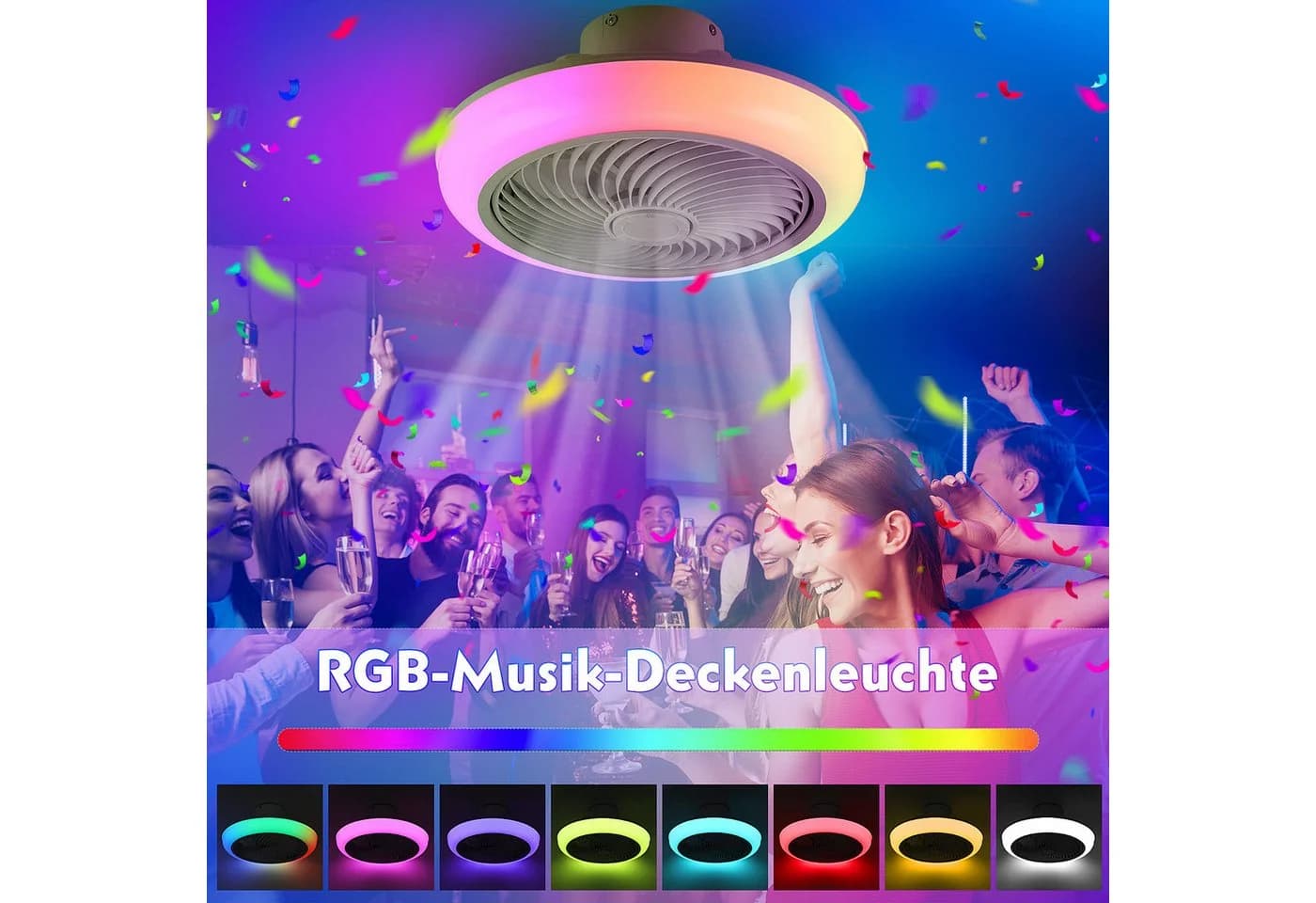 oyajia LED Deckenleuchte 50W mit Ventilator & RGB - Bild 3