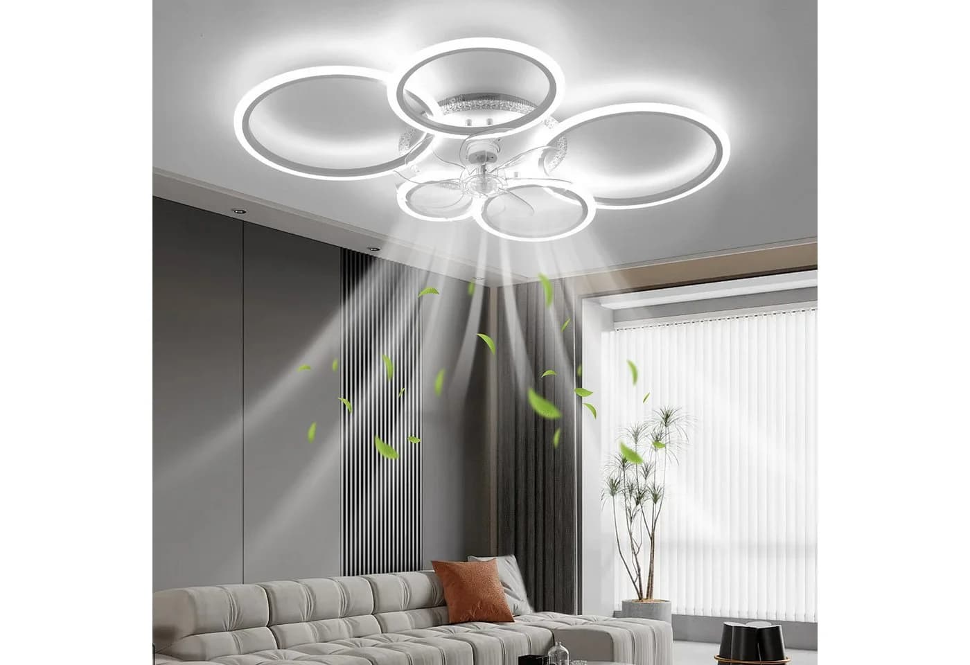 oyajia Deckenleuchte 65W Deckenlampe Mit Ventilator, RGB Hintergrundlicht, 6 Geschwindigkeiten - Bild 5